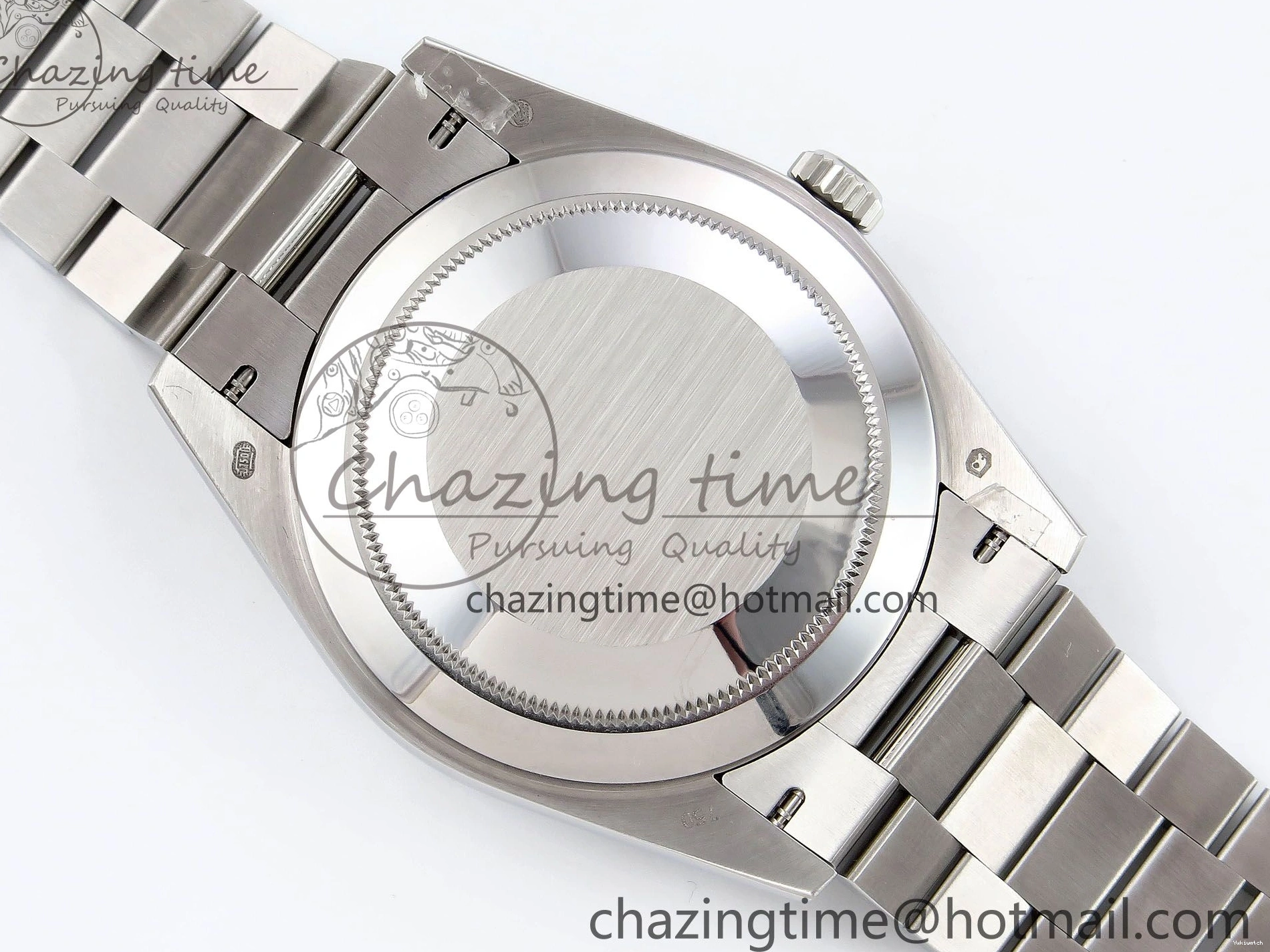 904L VR3255 DayDate SS President Green on Steel (Gain 40 Arabic Dial Weight) JDF Bracelet V3 0304